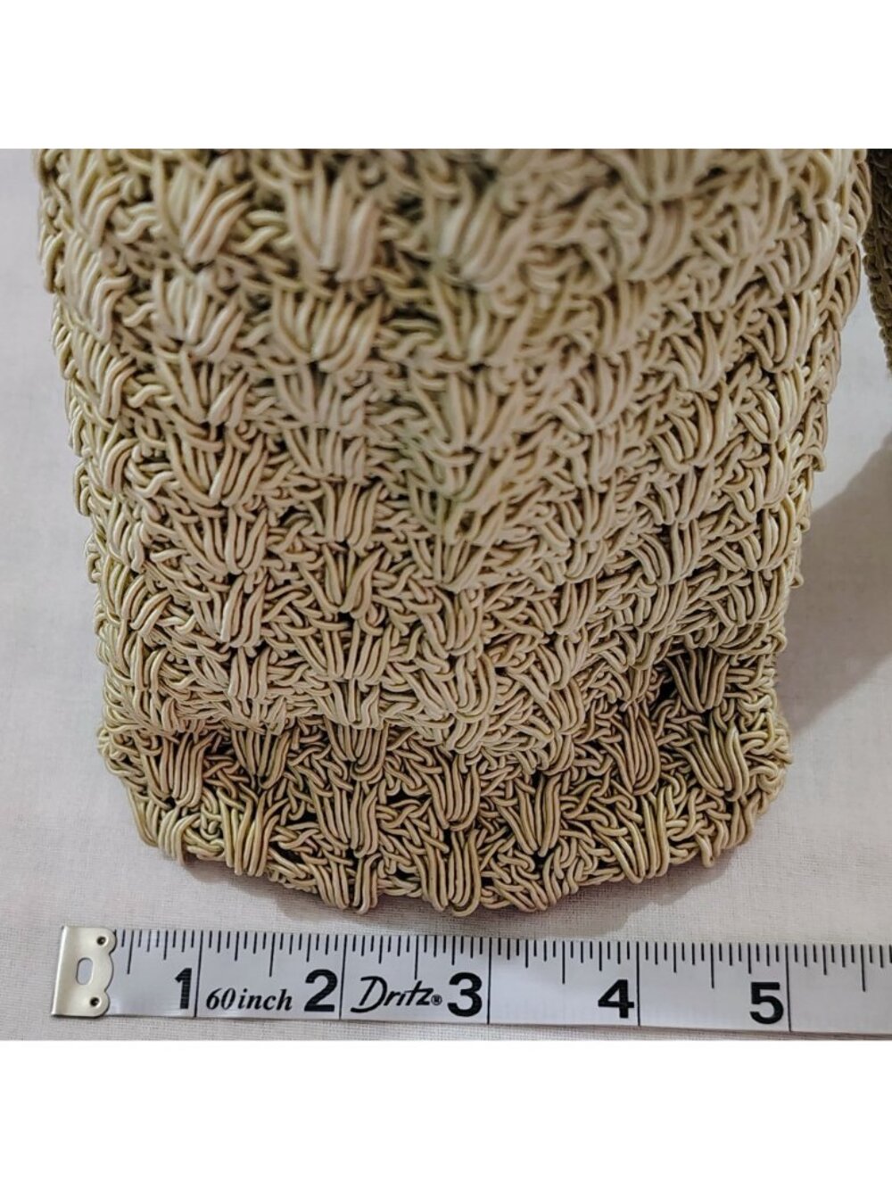 Woven Shoulder Bag Beige Zipper Lightweight Summer Tote Durable Crochet Design - Picture 11 of 16